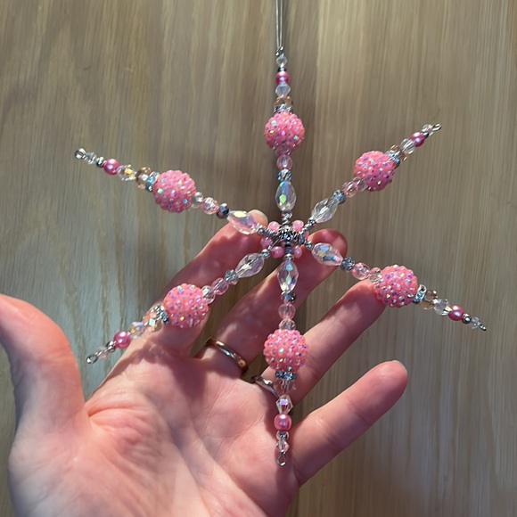 Handmade Beaded Snowflake Ornament Suncatcher - Picture 5 of 5